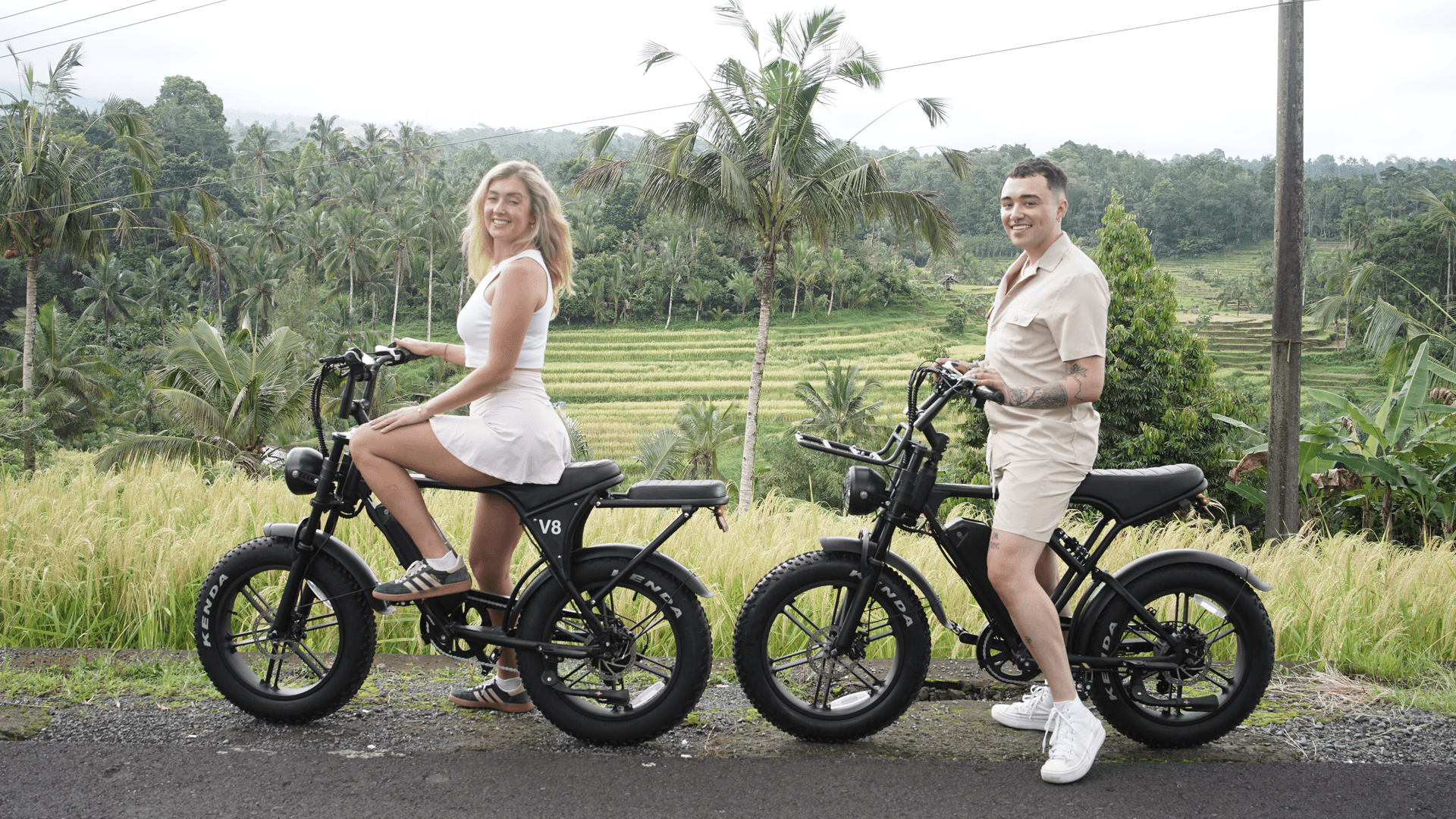 Two bicycles parked by the ocean in Bali